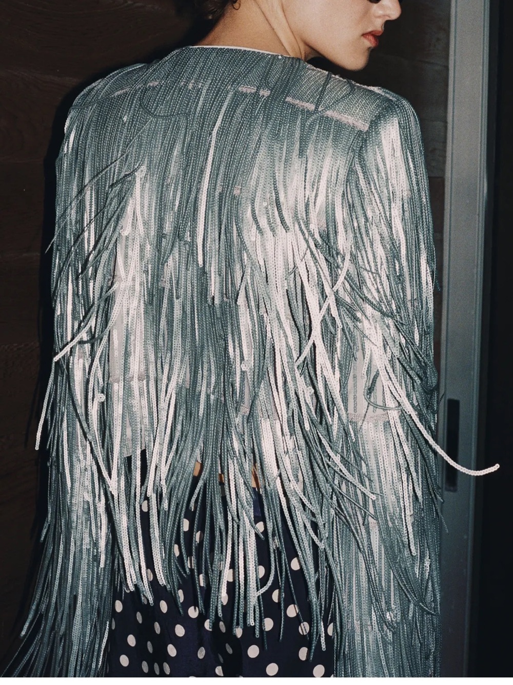 Zara ZW Collection Fringed Sequin Jacket in Silver-Stone - Picture 5 of 14